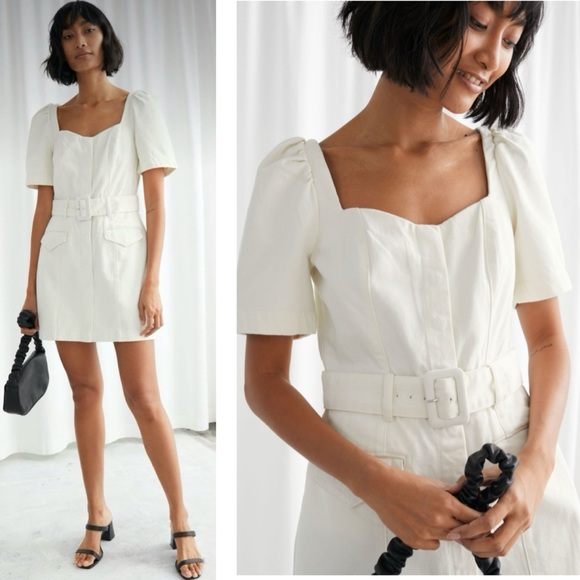 & Other Stories Dresses & Skirts - & Other Stories Belted Sweetheart Neckline Mini Dress